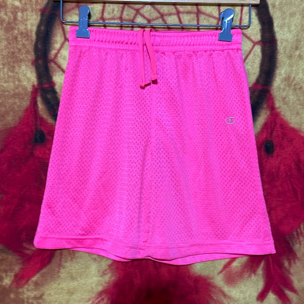 CHAMPION-girl’s hot pink drawstring stretch waistband athletic/running shorts